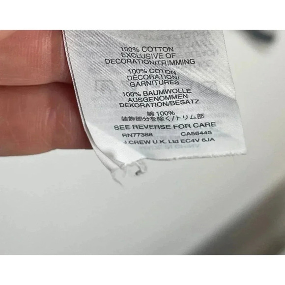 J Crew Women Pullover Long Sleeve Red Lips Embroidered Top White Black Stripe XS - Picture 7 of 9